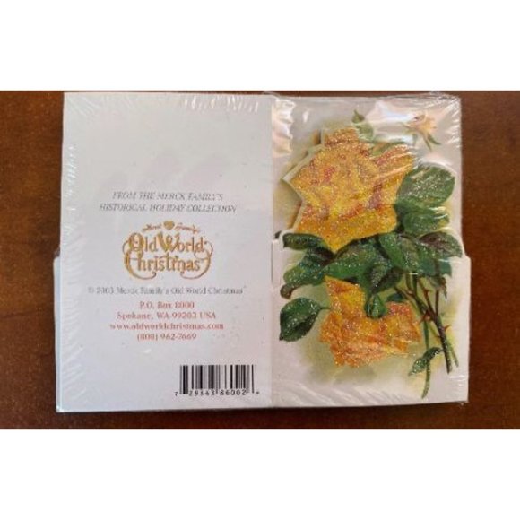 Retired 'Yellow Roses' Old World Christmas Mini Card - Picture 2 of 2